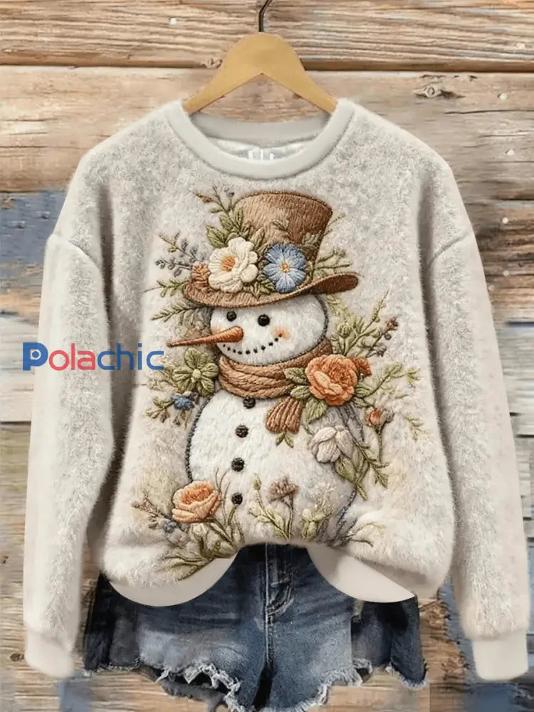Haut décontracté imprimé bonhomme de neige de Noël pour femmes comme image / S