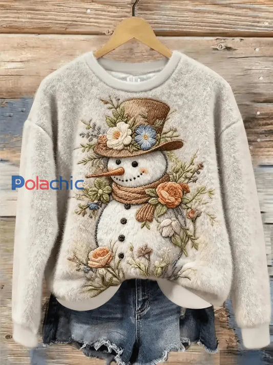 Haut décontracté imprimé bonhomme de neige de Noël pour femmes comme image / S