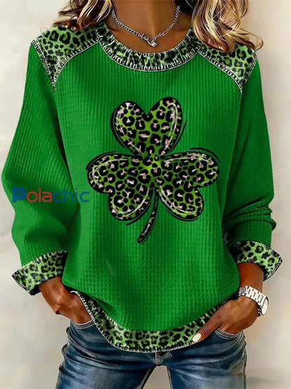 Haut décontracté imprimé de la Saint-Patrick pour femmes Vert / S