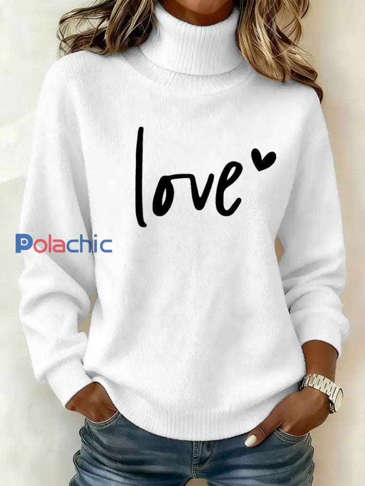Haut Décontracté Imprimé LOVE Femme Blanc / S