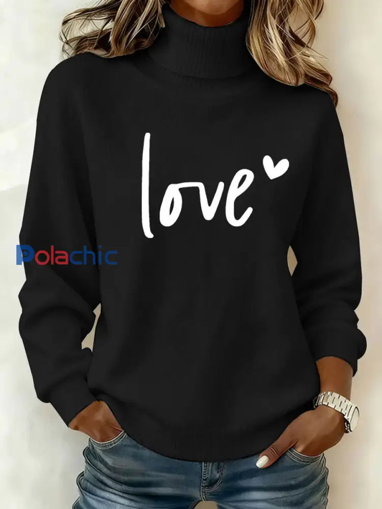 Haut Décontracté Imprimé LOVE Femme Noir / S