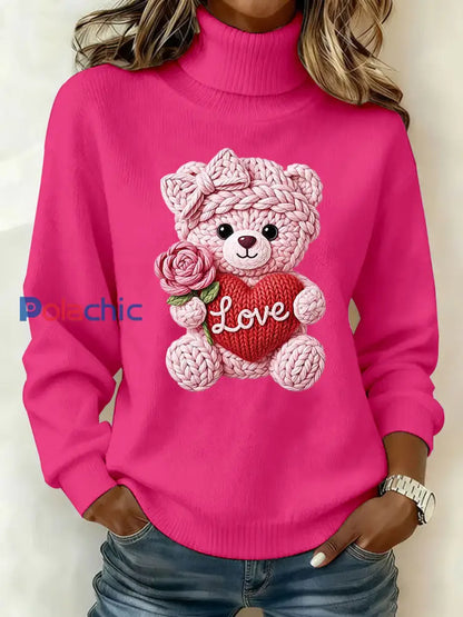 Haut Décontracté Imprimé LOVE Femme Rose Rouge / S