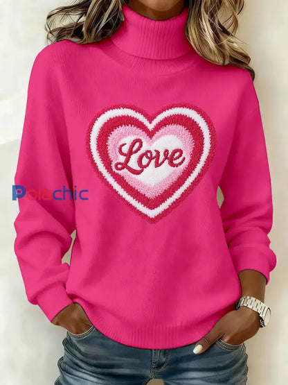 Haut Décontracté Imprimé LOVE Femme Rose Rouge / S