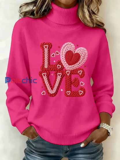 Haut Décontracté Imprimé LOVE Femme Rose Rouge / S