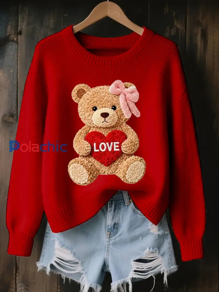 Haut Décontracté Imprimé LOVE Femme Rouge / S