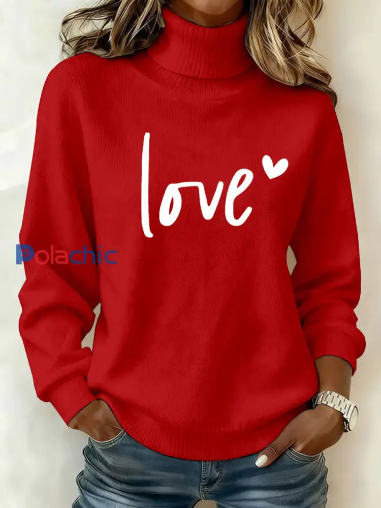 Haut Décontracté Imprimé LOVE Femme Rouge / S
