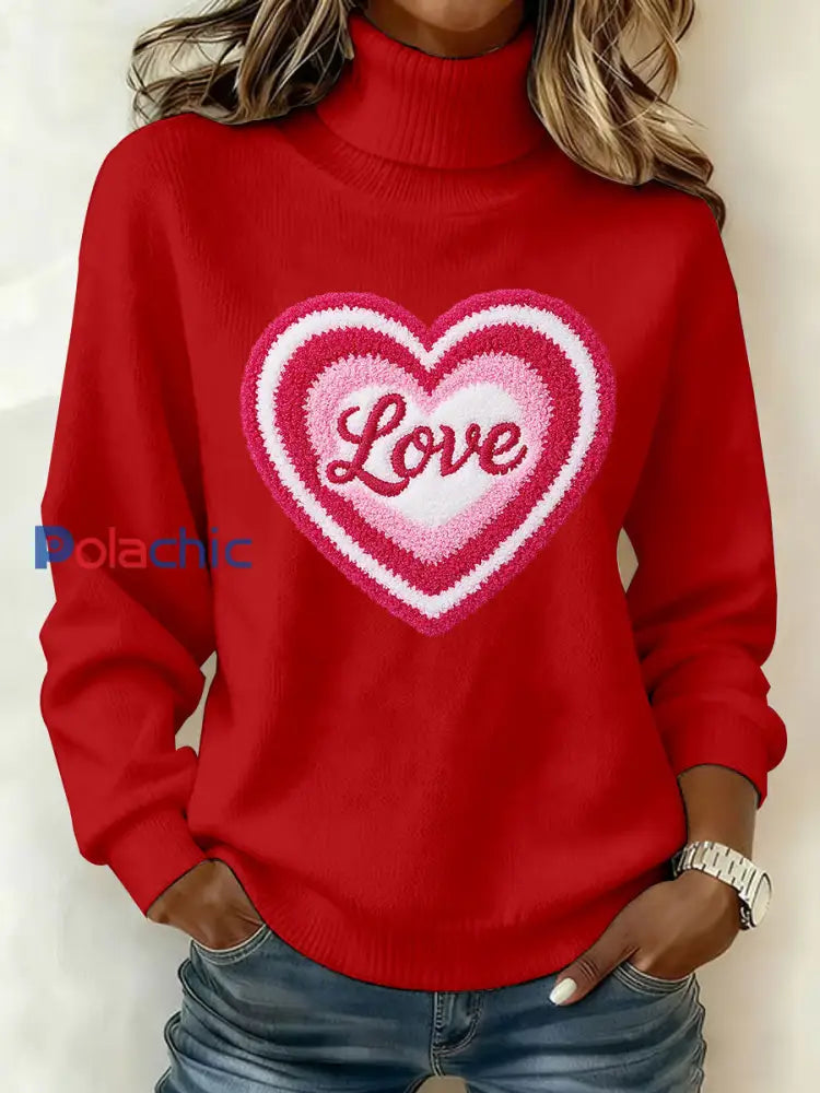 Haut Décontracté Imprimé LOVE Femme Rouge / S