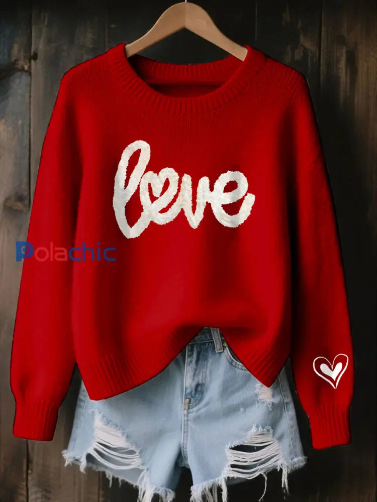 Haut Décontracté Imprimé LOVE Femme Rouge / S