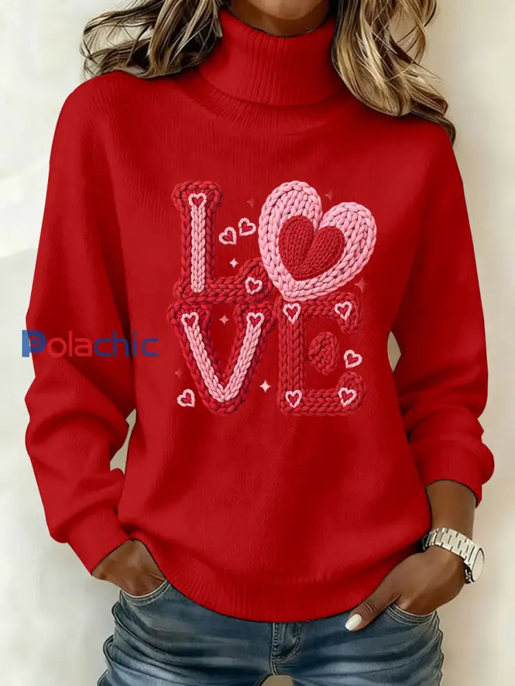 Haut Décontracté Imprimé LOVE Femme Rouge / S
