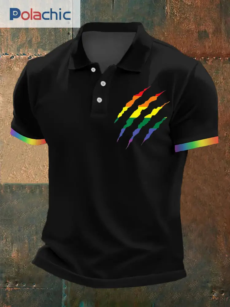 Haut Décontracté Pride Month Rainbow Print Homme Noir / S