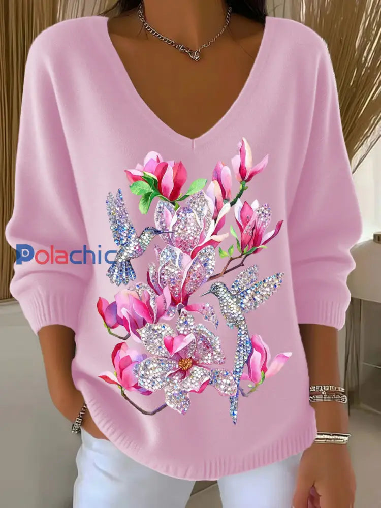 Haut Décontracté Rétro Animal Art Floral Col V Femme A / S