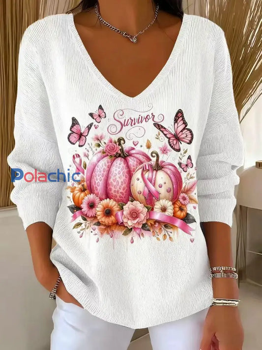 Haut Décontracté Rétro Animal Art Floral Col V Femme A / S