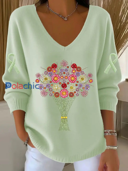 Haut Décontracté Rétro Animal Art Floral Col V Femme A / S