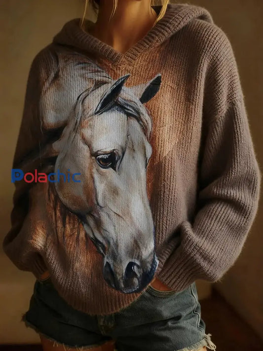 Haut décontracté rétro cheval imprimé femme comme image / S