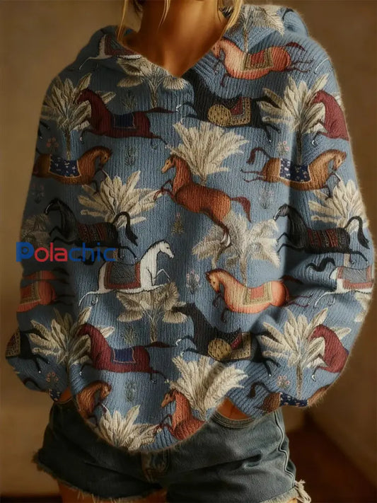 Haut décontracté rétro cheval imprimé femme comme image / S