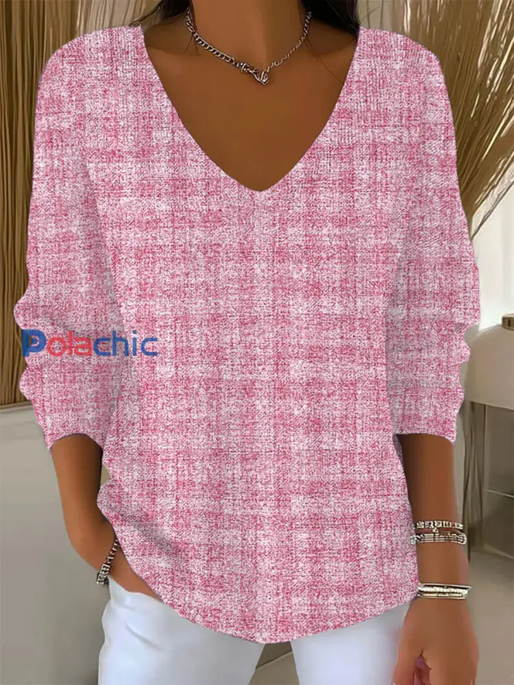 Haut Décontracté Rose Imprimé À Carreaux Pour Femme Rose / S