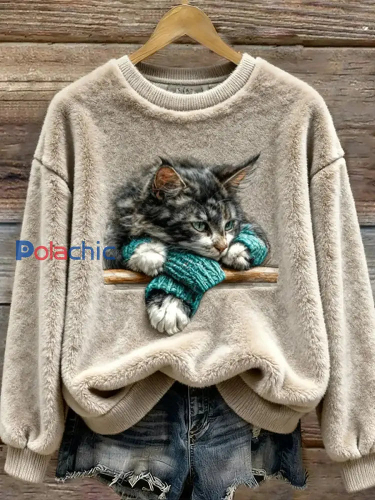 Haut en flanelle confortable à imprimé animal rétro pour femmes A / S