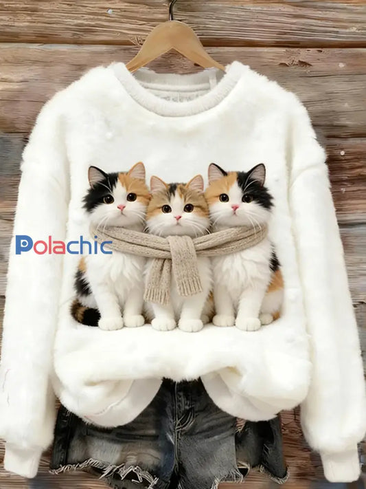 Haut en flanelle confortable à imprimé animal rétro pour femmes A / S