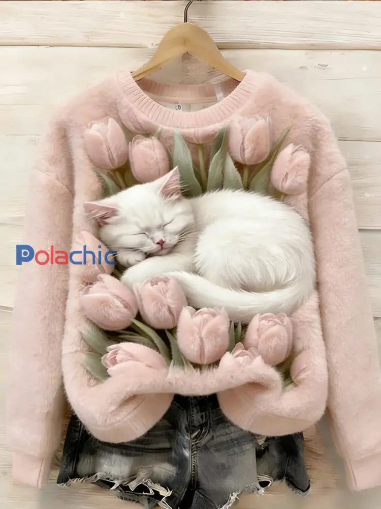 Haut en flanelle confortable à imprimé animal rétro pour femmes A / S