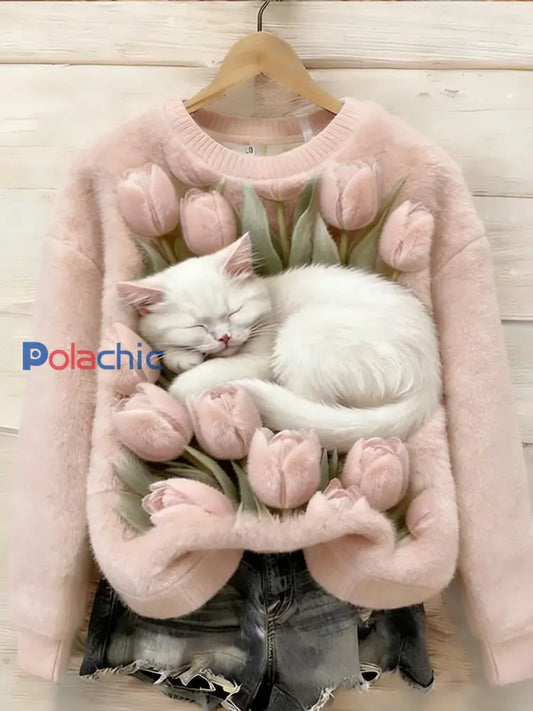 Haut en flanelle confortable à imprimé animal rétro pour femmes A / S