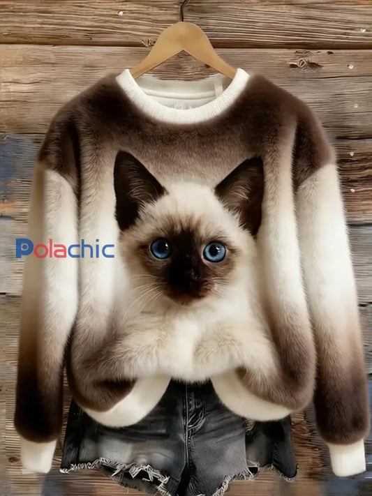 Haut en flanelle confortable à imprimé animal rétro pour femmes A / S