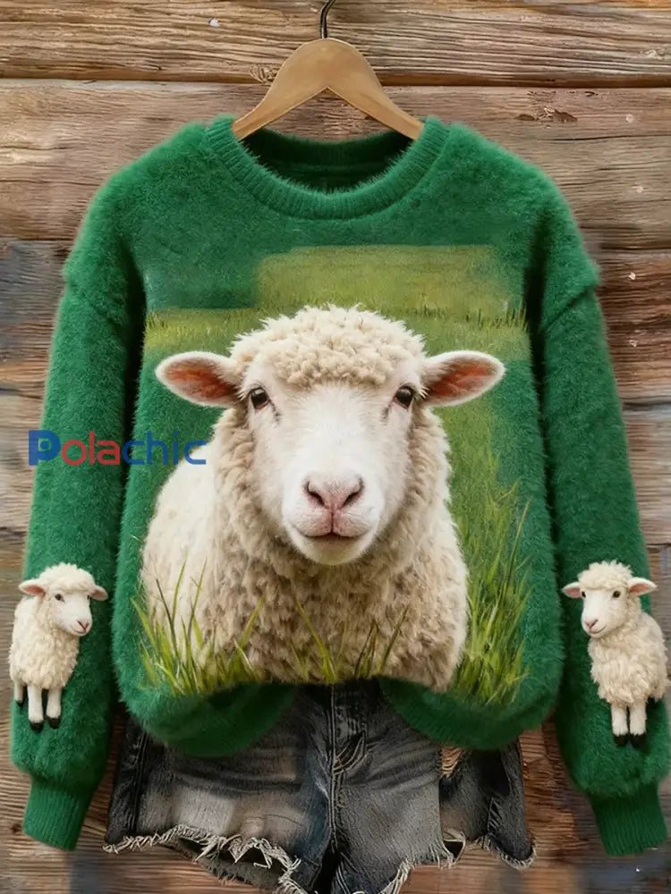 Haut en flanelle de confort décontracté imprimé Art de Noël animal rétro pour femmes A / S