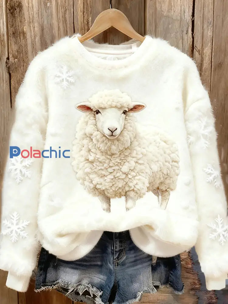 Haut en flanelle de confort décontracté imprimé Art de Noël animal rétro pour femmes A / S