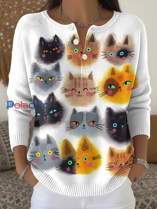 Haut en tricot à imprimé animal mignon pour femmes comme image / S