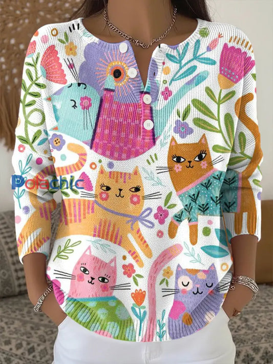 Haut en tricot à imprimé animal mignon pour femmes comme image / S
