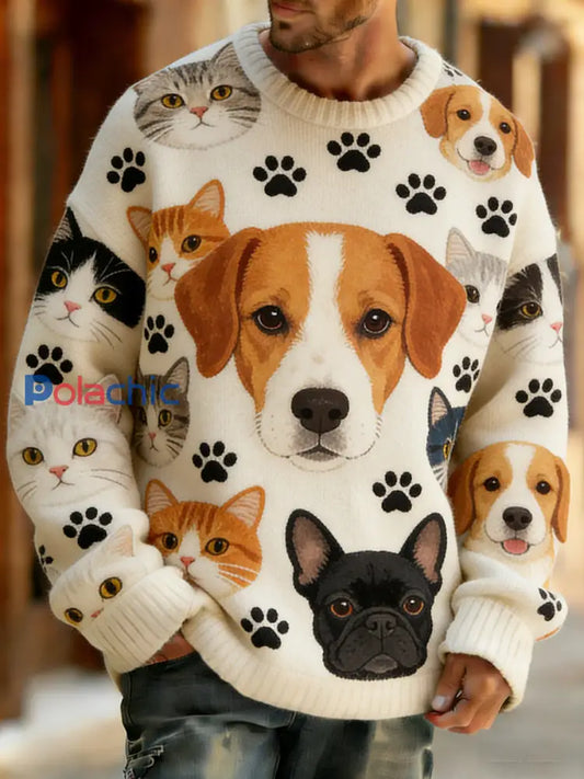 Haut en tricot confortable à imprimé animal abstrait rétro pour hommes A / S