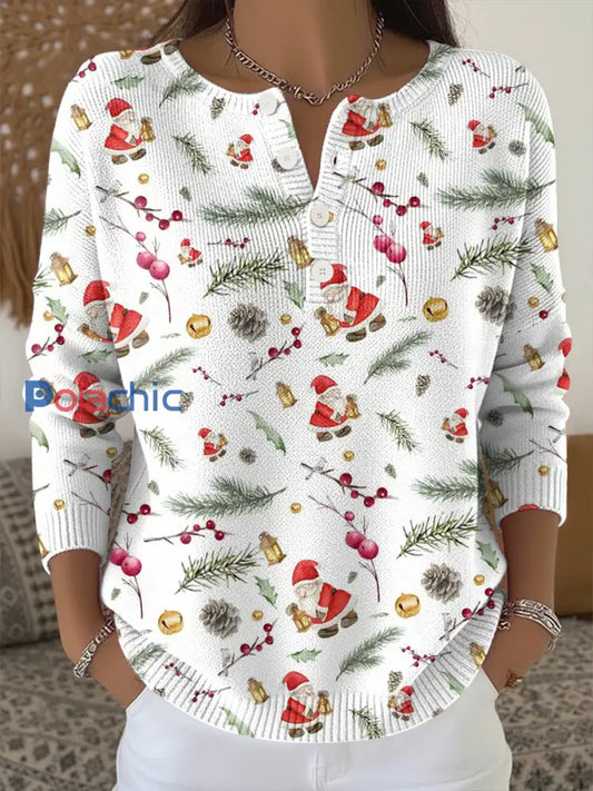 Haut en tricot imprimé de Noël pour femmes comme image / S