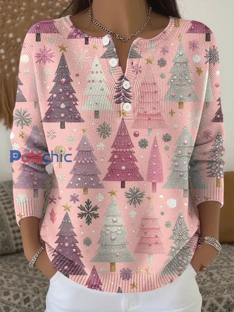 Haut en tricot imprimé de Noël pour femmes comme image / S