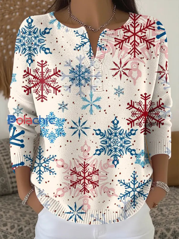 Haut en tricot imprimé de Noël pour femmes comme image / S