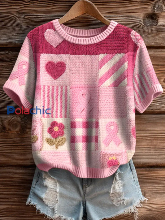 Haut en tricot inspiré par la sensibilisation au cancer du sein pour femmes comme image / S