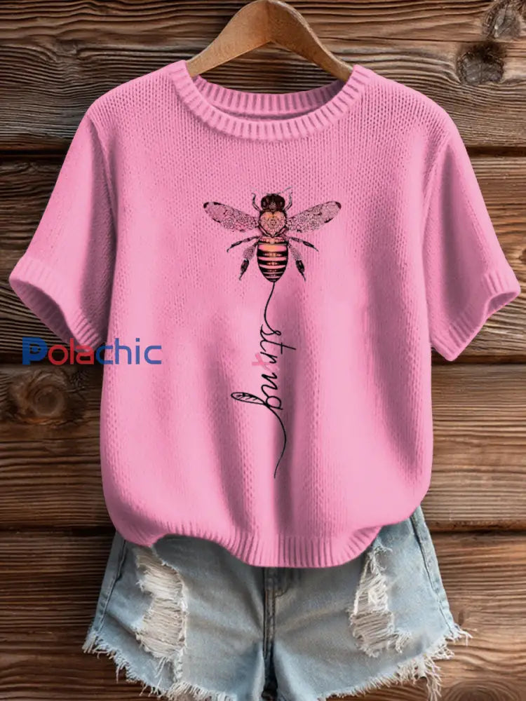 Haut en tricot solide de sensibilisation au cancer du sein pour femmes Rose / S
