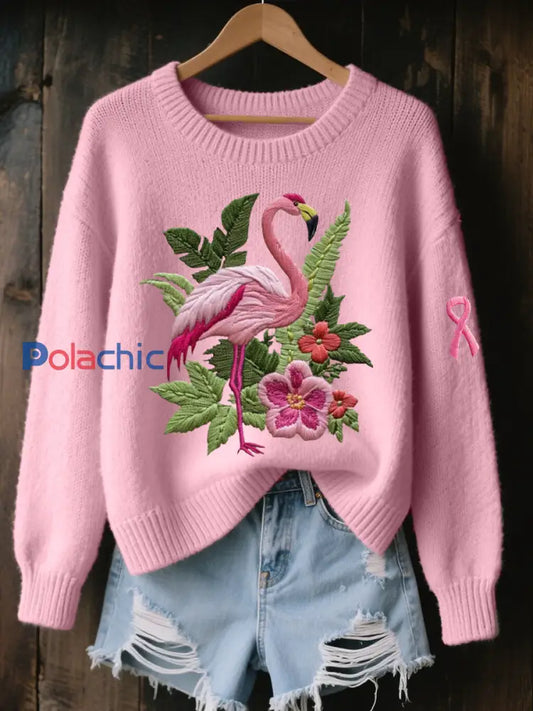 Haut Flamant Rose Femme Sensibilisation Au Cancer Du Sein Rose / S