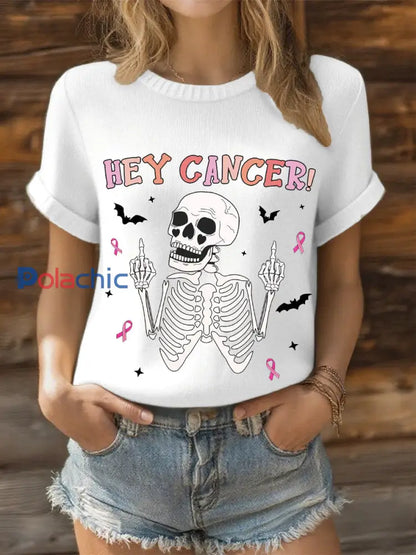 Haut ruban Hey Cancer Breast Cancer Rose Femme blanc / S