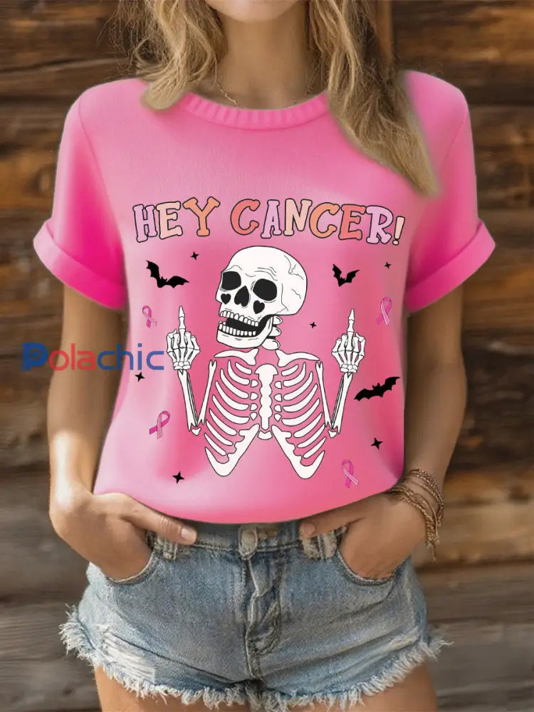 Haut ruban Hey Cancer Breast Cancer Rose Femme rose foncé / S