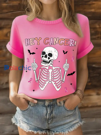 Haut ruban Hey Cancer Breast Cancer Rose Femme rose foncé / S