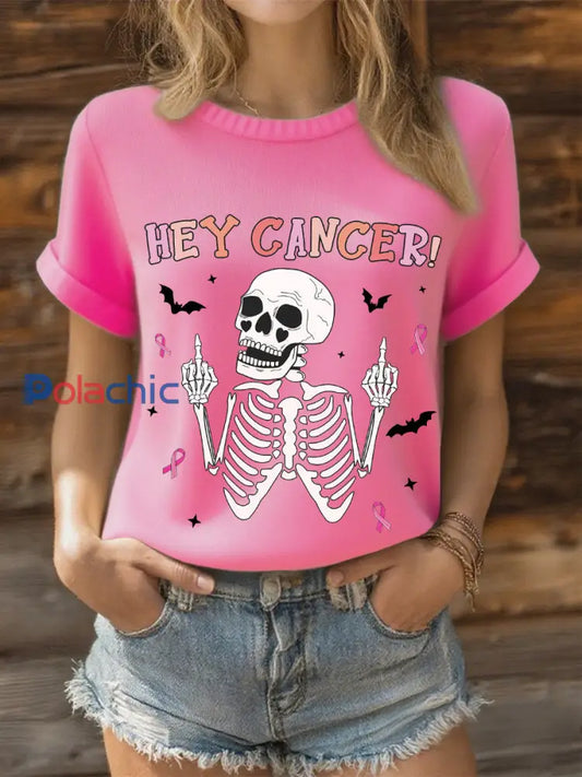 Haut ruban Hey Cancer Breast Cancer Rose Femme rose foncé / S