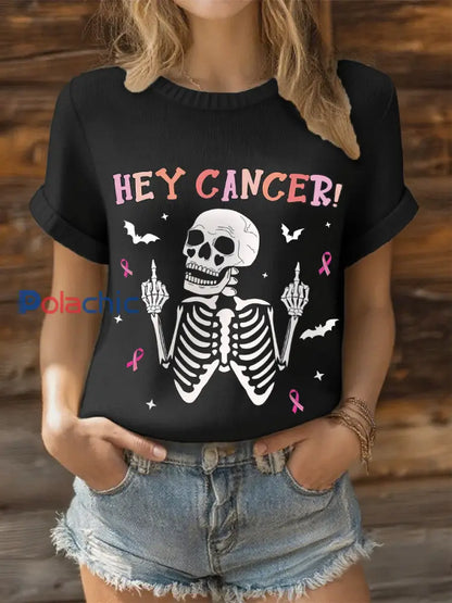 Haut ruban Hey Cancer Breast Cancer Rose Femme noir / S