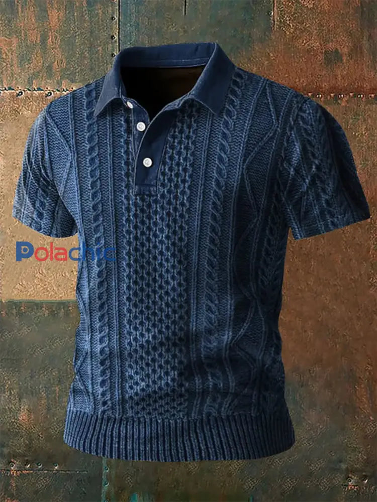 Haut vintage à revers texturé western pour hommes Bleu Marine / S