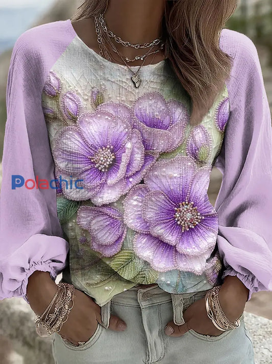 Haut Violet Flora Art Femme Violet / S