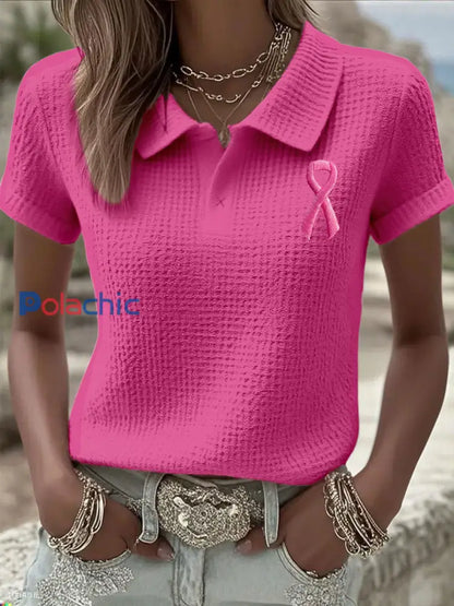 Hauts de ruban gaufré rose Cancer du sein pour femmes rose foncé / S