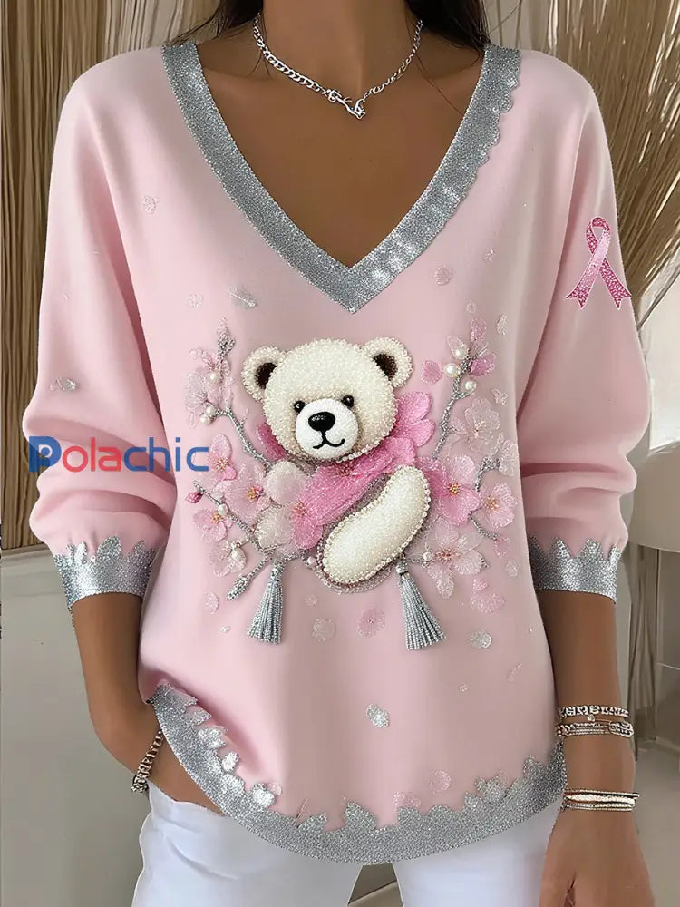 Hauts de sensibilisation au cancer du sein pour femmes Rose / S