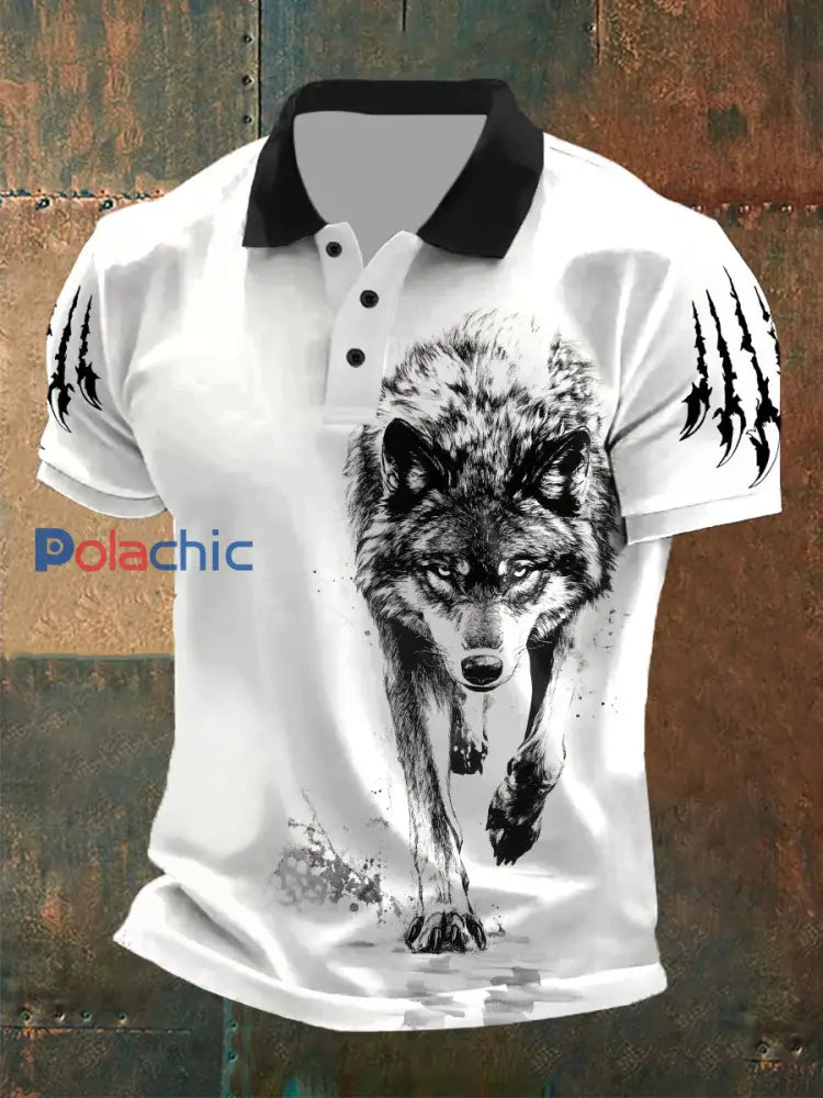 Hauts décontractés à imprimé loup scratch pour hommes Blanc / S