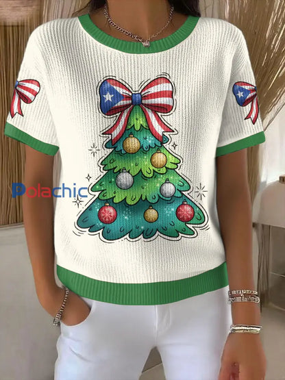 Hauts imprimés de Noël de Porto Rico pour femmes Abricot / S