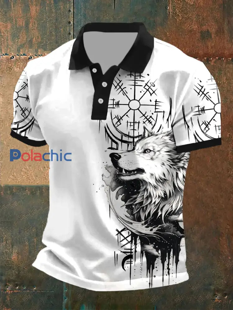 Hauts occasionnels d’impression du loup des hommes noir et blanc / S