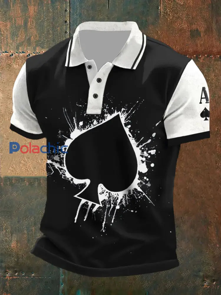 Hauts Texas Hold’em Ace of Spades pour hommes noir et blanc / S