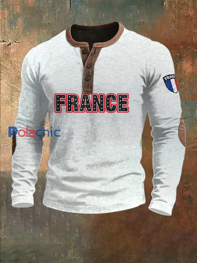 Henley Patchwork à manches longues Homme Gris / S